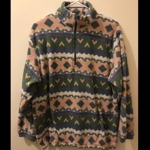 Vintage Patterned Fleece 1/4 Zip Super Comfy!